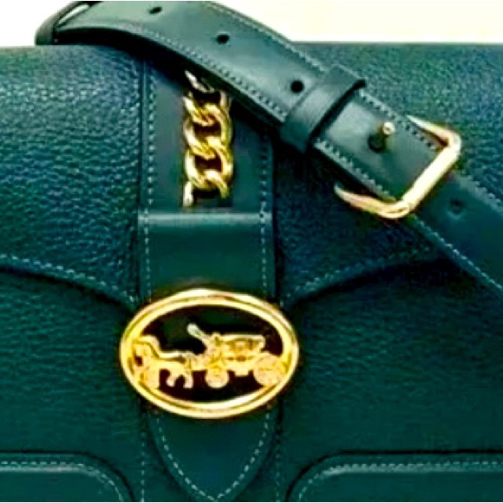 Coach C1531 Georgie Flap Shoulder Bag In Dark Ivy.
